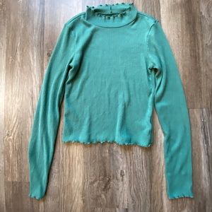 American Eagle‎ Green Soft & Sexy Ribbed Mock Turtle Neck, Size S